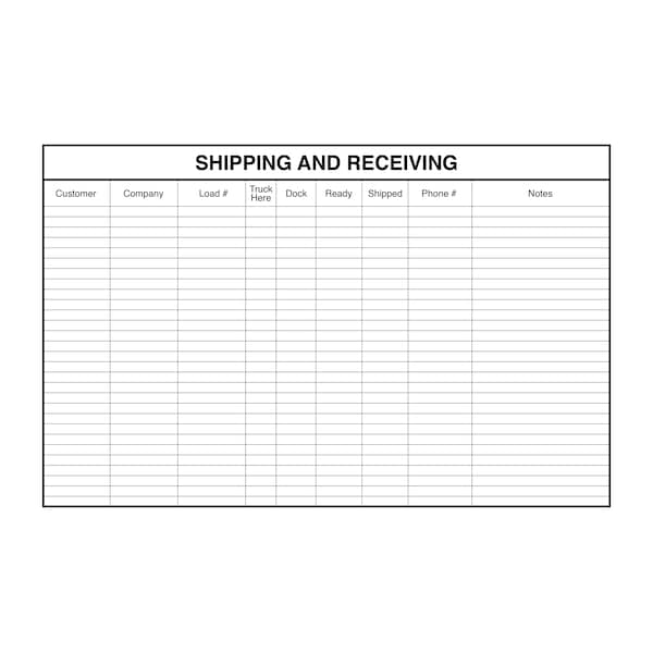 5S Supplies Shipping and Receiving Board Aluminum Dry Erase 72in x 46in SHIPRECEIVEBRD-7246-DRYERASE - main